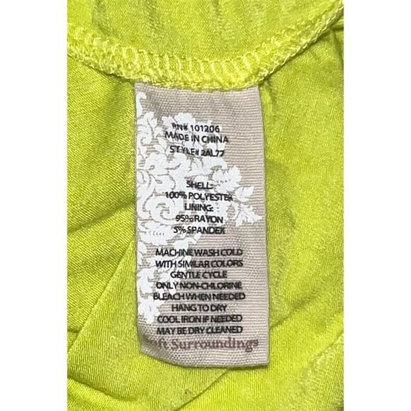 Soft Surroundings Ainsley Dress XL Chartreuse Sleeveless Knee Length Dress - Picture 5 of 6